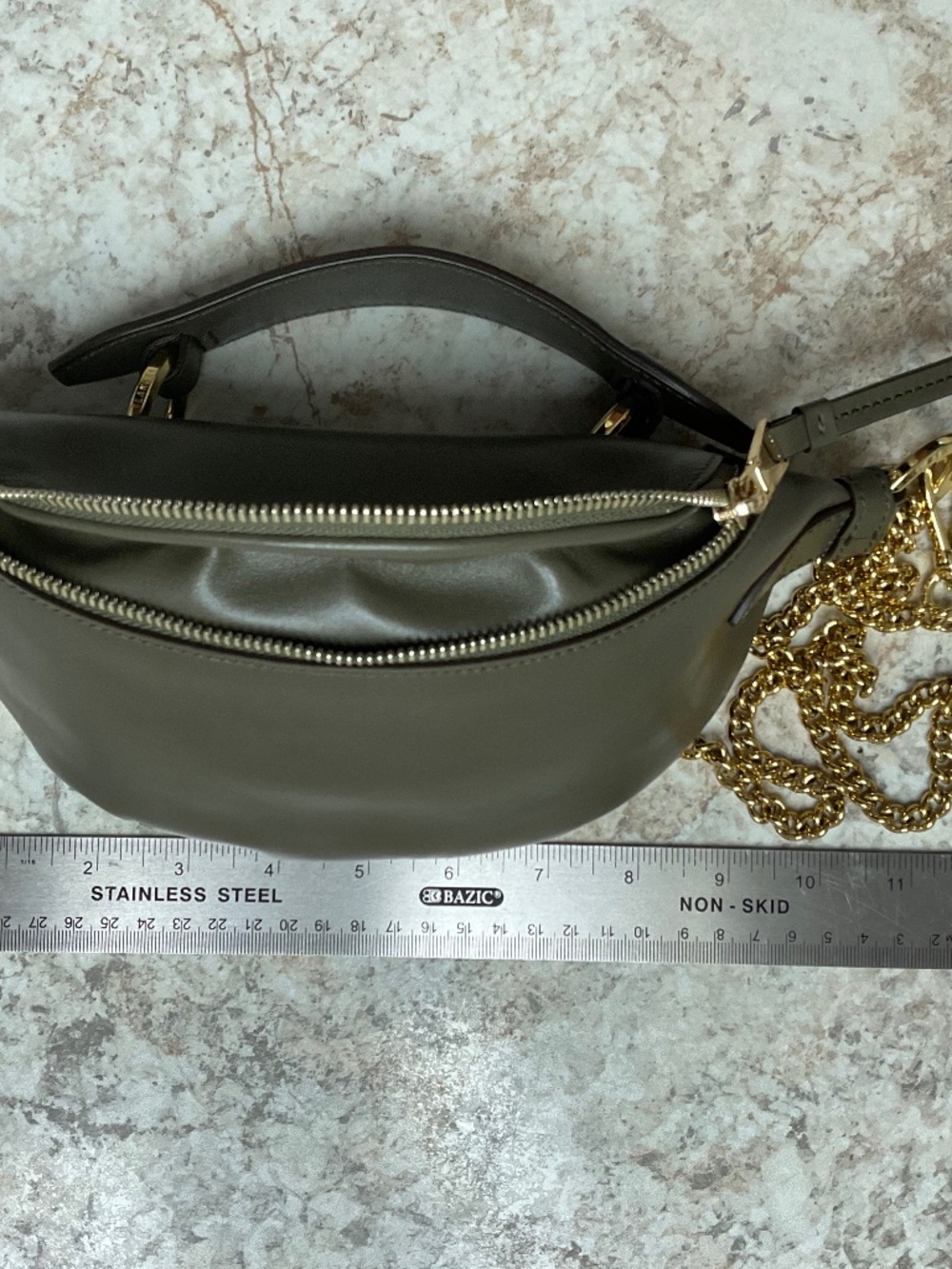 LANCEL MINI ZIP CROSSBODY BAG khaki/ gold - Picture 10 of 13